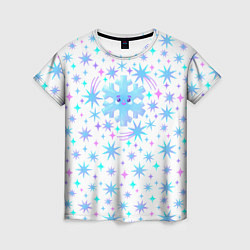 Женская футболка Снежинка в зимнем звездном небе