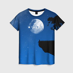 Женская футболка На краю пропасти под луной