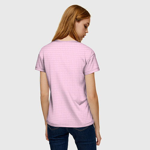 Женская футболка Барби - логотип на клетчатом фоне / 3D-принт – фото 4