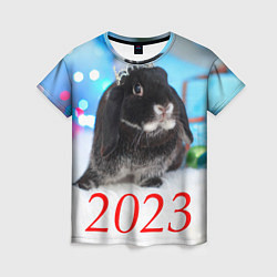 Женская футболка Кролик символ наступающего нового года