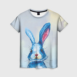 Женская футболка Синий кролик на фоне неба