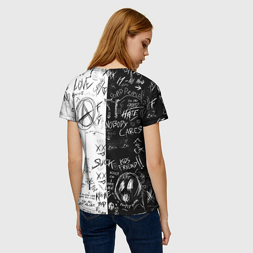 Женская футболка Уэнсдей: Черное/Белое / 3D-принт – фото 4