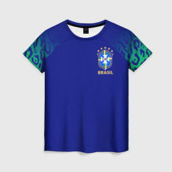 Женская футболка Форма сборной Бразилии ЧМ 2022 гостевая