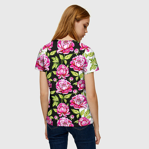 Женская футболка Анна в цветах / 3D-принт – фото 4