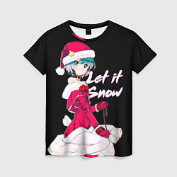 Женская футболка Новогодняя аниме девочка Аянами