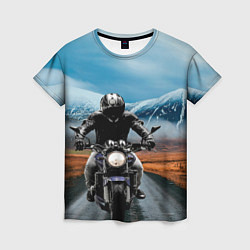Женская футболка Мотоцикл в горах