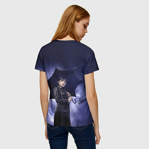 Женская футболка Уэнсдэй Аддамс с зонтиком / 3D-принт – фото 4