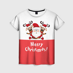 Женская футболка Дед Мороз с оленями