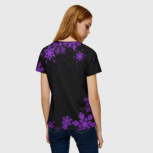 Женская футболка Новогодняя вероника на темном фоне / 3D-принт – фото 4