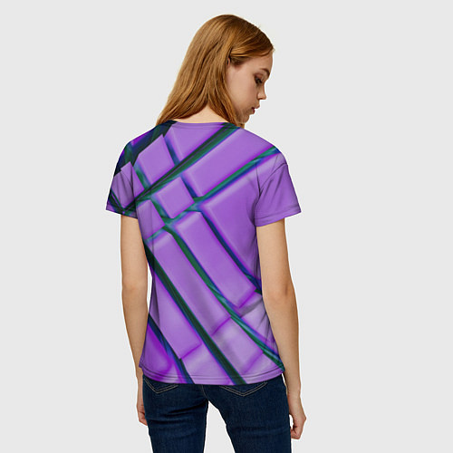 Женская футболка Фиолетовый фон и тёмные линии / 3D-принт – фото 4