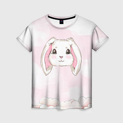Женская футболка Милый белый кролик