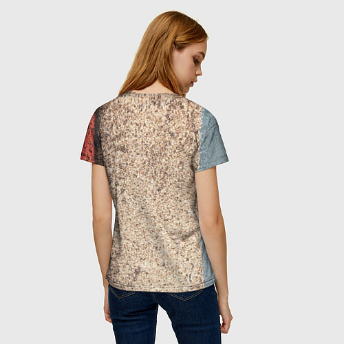 Женская футболка Синие, белые и красные камни / 3D-принт – фото 4