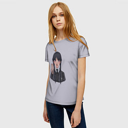 Футболка женская Уэнсдей Аддамс Арт, цвет: 3D-принт — фото 2