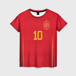 Футболка женская Педри ЧМ 2022 сборная Испании, цвет: 3D-принт