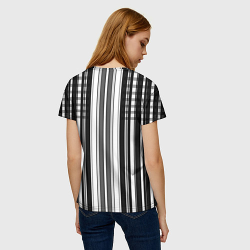 Женская футболка Бело серый полосатый узор / 3D-принт – фото 4