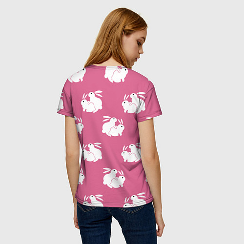 Женская футболка Сексуальные кролики на розовом / 3D-принт – фото 4