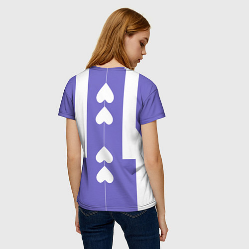 Женская футболка Белые сердца на фиолетовом / 3D-принт – фото 4