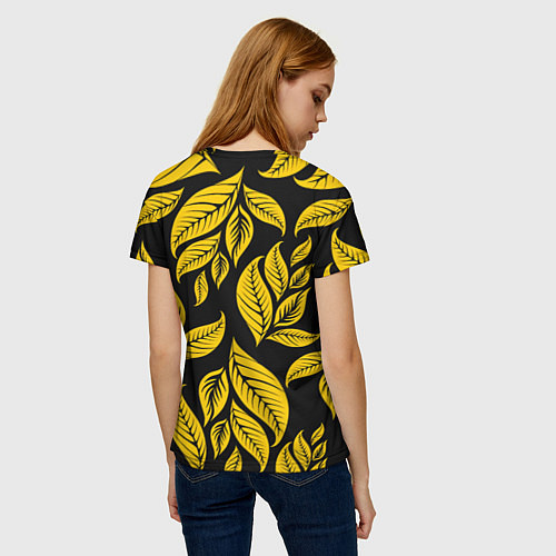 Женская футболка Лиса на фоне жёлтых листьев / 3D-принт – фото 4