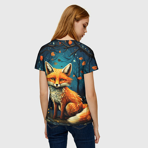 Женская футболка Лиса в Folk Art стиле / 3D-принт – фото 4