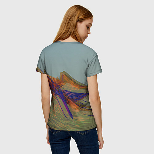 Женская футболка Волнообразные разноцветные музыкальные линии / 3D-принт – фото 4