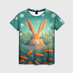 Женская футболка Кролик в море моркови