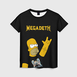 Футболка женская Megadeth Гомер Симпсон рокер, цвет: 3D-принт