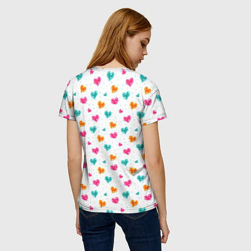 Женская футболка Горячие сердца / 3D-принт – фото 4