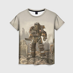 Женская футболка Bone raider power armor skin in fallout