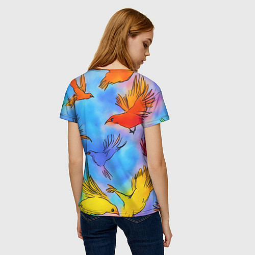 Женская футболка Акварельные крылья / 3D-принт – фото 4