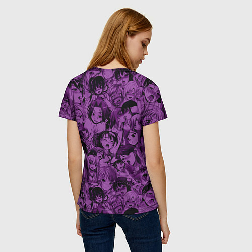 Женская футболка Человек - бензопила Пауэр и фиолетовый ахегао / 3D-принт – фото 4