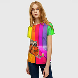 Футболка женская Енот привязан к бочке с тнт, цвет: 3D-принт — фото 2
