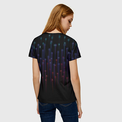 Женская футболка Разноцветные лучи / 3D-принт – фото 4