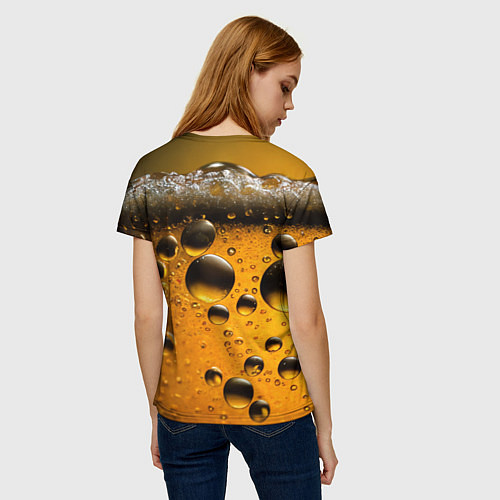 Женская футболка Пиво пенное светлое / 3D-принт – фото 4