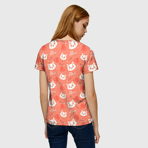 Женская футболка Паттерн кот на персиковом фоне / 3D-принт – фото 4