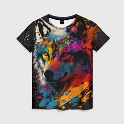 Женская футболка Волк, яркие цвета