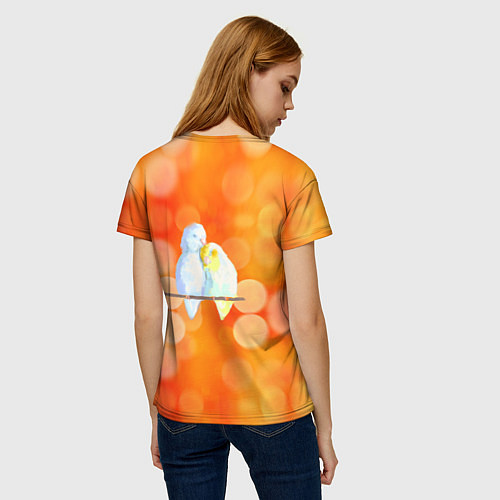 Женская футболка Пара влюбленных попугаев / 3D-принт – фото 4