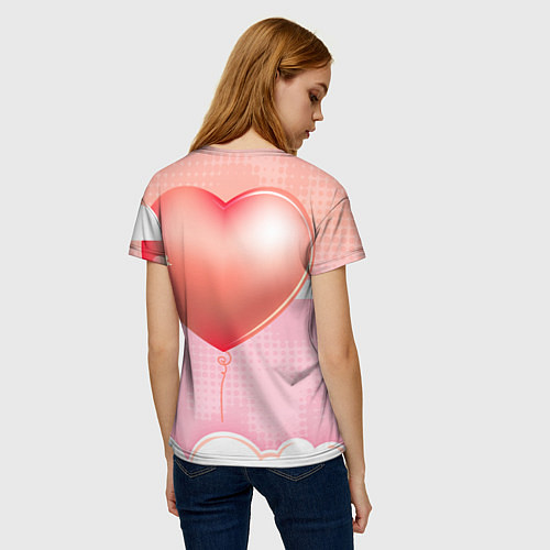 Женская футболка Мишка в чашке с сердечком / 3D-принт – фото 4