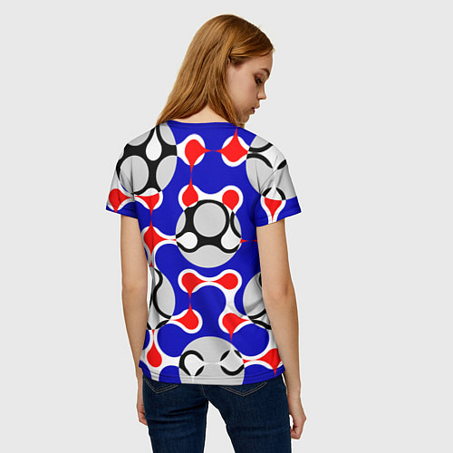 Женская футболка Абстрактные сине-красные паттерны и шары / 3D-принт – фото 4