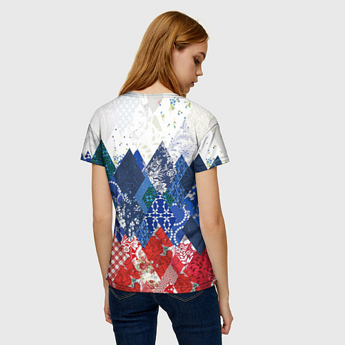 Женская футболка Флаг России в стиле пэчворк / 3D-принт – фото 4