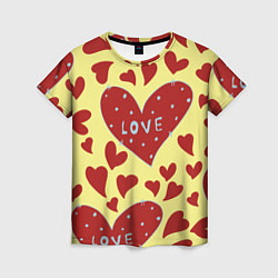 Женская футболка Надпись love в красном сердце