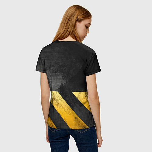 Женская футболка Желтые предупреждающие полосы / 3D-принт – фото 4