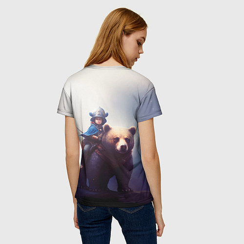 Женская футболка Медвежий наездник / 3D-принт – фото 4