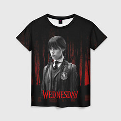 Женская футболка Wednesday темный фон