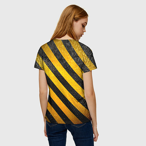Женская футболка Черно-желтая опасность / 3D-принт – фото 4