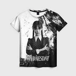 Женская футболка Wednesday black and white