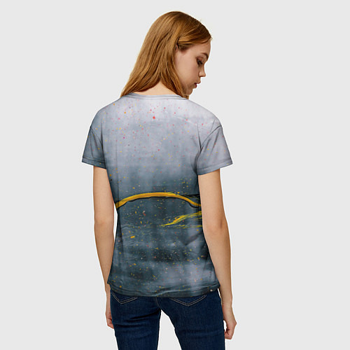 Женская футболка Серо-светлый абстрактный туман и краски / 3D-принт – фото 4