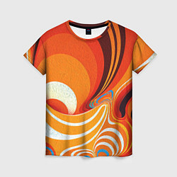 Женская футболка Текучая краская в ярких оранжевых цветах
