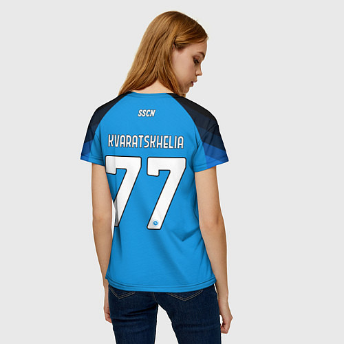 Женская футболка Хвича Кварацхелия Наполи форма домашняя / 3D-принт – фото 4