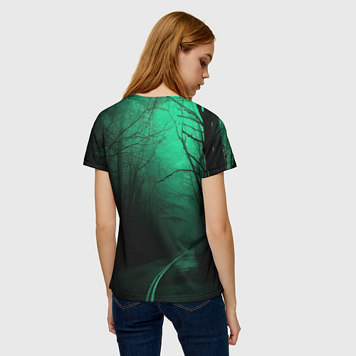 Женская футболка Уэнсдэй зеленый лес / 3D-принт – фото 4