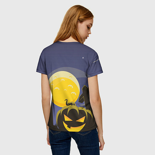 Женская футболка Уэнсдэй на фоне луны / 3D-принт – фото 4